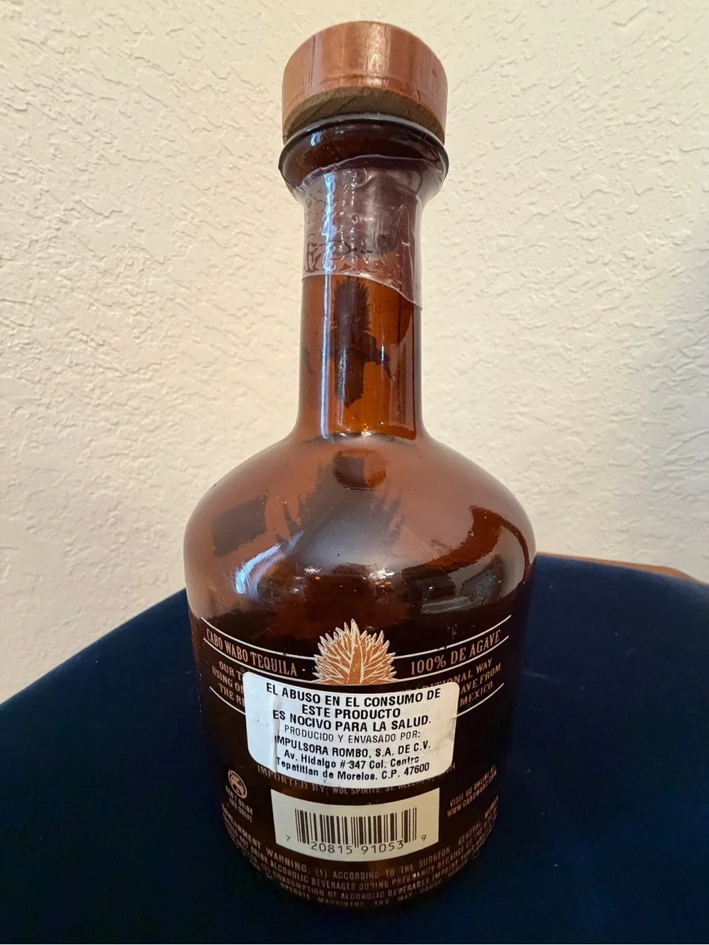 Empty Vintage Cabo Wabo Añejo Tequila Glass Bottle – Lighthouse Label (750ml)